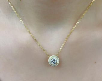 925 Sterling Silver Simulated Diamond Pendant Necklaces for Women