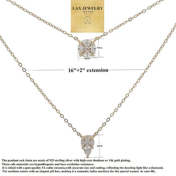 Sterling Silver Double Layers Cubic Zirconia Necklace for