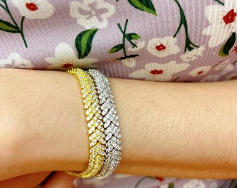 925 Sterling Silver with Simulated Diamond Cubic Zirconia Bracelet for Women