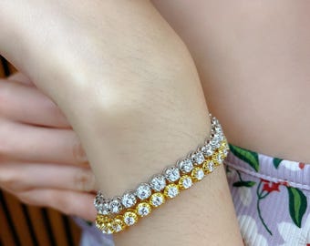 Sterling Silver Full Loaded Simulated Diamond Cubic Zirconia Bracelet for Women
