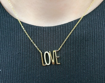 Silver Simultated Diamond Love Necklace for Women Jewelry