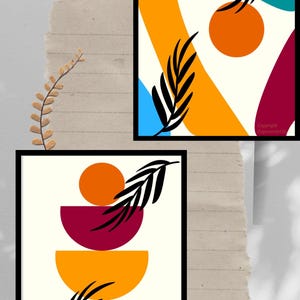 Boho Abstract Art Prints: Set of 2, Modern Home Decor (Digital Download 16x20&quot;)