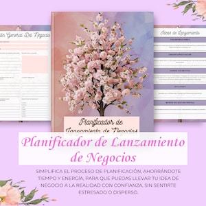 negocios/lansamiento de negocios/ spaanse business planner/ planificador/ negocios agenda/ agenda con flores