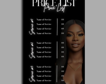 Price List Template|DIY Editable, Printable Flyer Template Design|Hair, Beauty, Nails & Lash techs, Aesthetics Content Canva Template