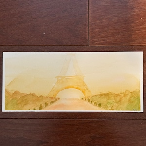 Eiffel Tower Sunset Watercolor Painting Paris France painting Hand-Painted Cityscape Wall Art Eiffel Tower painting