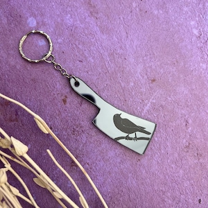 Butcher and bird keyring, bookish keychain, booktok keyring, bookstagram gift, butcher knife keyring, blackbird keychain, dark academia