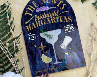 Decoración de pared con margaritas de medianoche, placa mágica práctica, regalo de bruja, adorno de pared de bruja, margaritas de las hermanas Owen