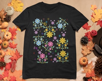 Vintage wildflower t-shirt, boho wildflower shirt, retro flower t-shirt, comfortable colors wildflower t-shirt