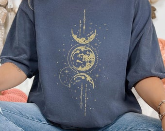 Mystic Moon and Sun Shirt, Boho Vintage Moon Sun Tshirt, Spiritual Sun Moon Outfit, Celestial Moon Shirt, Women Comfort Colors Gifts
