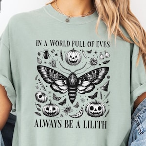 Mystical Moth Witchy Witch Shirt, Occult Pagan Tee, Comfort Colors Halloween T-shirt, Wiccan Gift, Esoteric Dark Aesthetic Pumpkin T-shirt