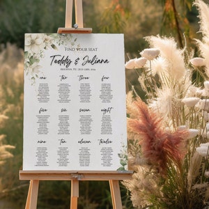 Custom Table Seating Chart Template for Wedding, Editable Wedding Table Chart, Floral Wedding Sign -Printable Wedding Poster Seating Plan