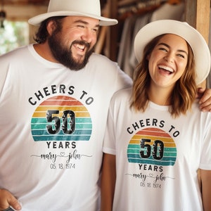 Personalized 50th Wedding Anniversary Gift Tee, Custom Year/Names/Date 50th Anniversary T-shirts, Gift for Husband, Parents & Grandparents