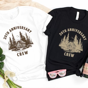 Custom Anniversary Crew Shirt, Retro Vintage Mountain Cabin Complimentary Family Anniversary Shirts, Anniversary Matching Outfits For Family