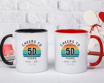 Custom Coffee Mugs 11oz 16oz 50th Wedding Anniversary Gift, Personalized Mug for 50th Anniversary Gift for Parents/Wife/Husband/Grandparents