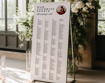 Tall Wedding Seating Chart Alphabetical Order Seating Chart Template Modern Printable Seating Chart Sign Editable Large Wedding Poster Sign