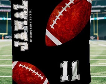 Custom Sports Blanket – Choose Your Ball Design, Personalized Name & Number Blanket, Athlete Gift, Baseball, Football, Soccer, Basketball