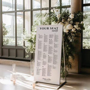 Alfabetische tafel met grote capaciteit zitplaatsen, afdrukbare bewerkbare plattegrond bruiloft, grote zitplaatsen voor grote bruiloften, borden bruiloft