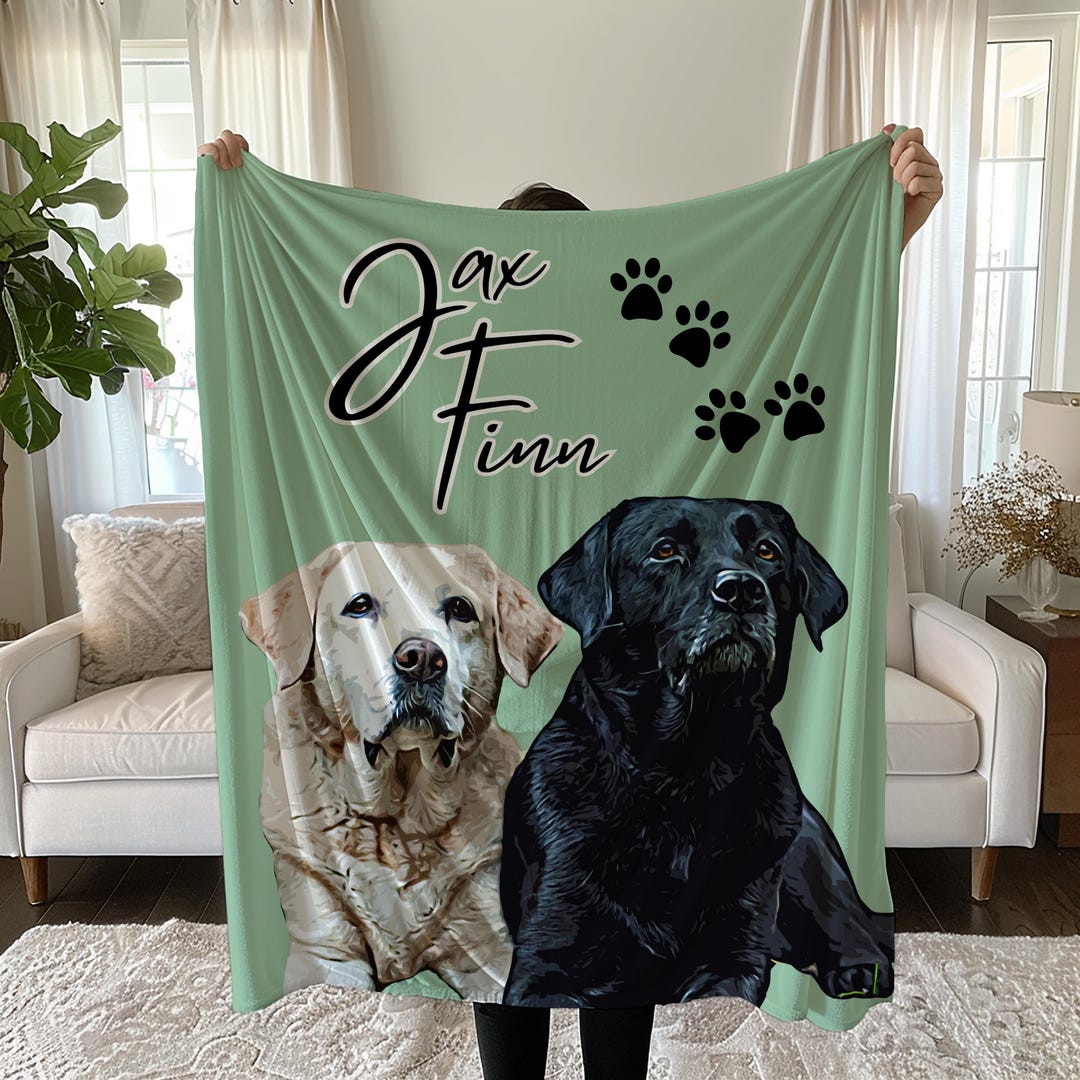 Custom Dog Blanket With Name, Personalized Photo Blanket for Pet Dog ...