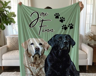 Custom Dog Blanket with Name, Personalized Photo Blanket for Pet Dog Cat, Custom Pet Picture Blanket, Custom Dog Lover Gift, Gift for Pet