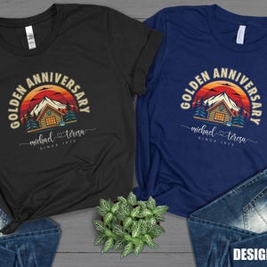 Personalized 50th 40th 30th 20th Anniversary Shirt Gift for Husband Parents & Grandparents, Custom Mountain Cabin Retro Anniversary Tshirts
