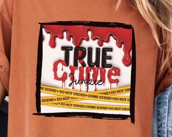 トゥルー・クライム・ジャンキーシャツ、クライムTシャツ、殺人ショーTシャツ、ホラー映画シャツ、犯罪番組愛好家へのクリスマス・ハロウィン・誕生日プレゼント