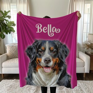 Customized Dog Face Blanket, Personalized Pet Dog Photo Blanket, Plush Fleece Dog Blankets, Custom Photo Blanket, Dog Mom Dad Pet Lover Gift