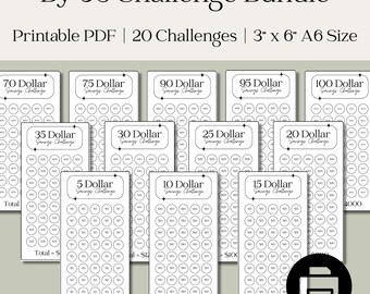 Budget Binder A6 Insert Savings Tracker Printable Big Bundle of By 5s Savings Challenge for Budgeting
