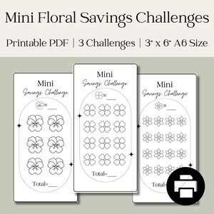 Budget Binder A6 Insert Savings Tracker Printable Mini Floral Savings Challenge for Budgeting | Low Income Savings