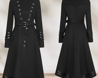 Dames gothiques uniformes militaires long manteau rock cosplay steampunk vestes, manteau gothique, manteau long mode dames, cosplay gothique, fait main