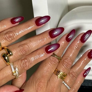 Ombre Aurora Star Press On Nails: Handmade Faux Acrylic Gel Nails
