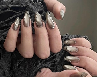 Handmade 3D Cat Eye Press On Nails: Y2K Faux Acrylic Nails