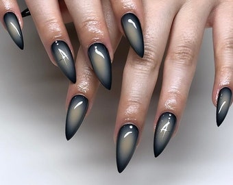 Ombre Aurora Star Press On Nails: Handmade Faux Acrylic Gel Nails