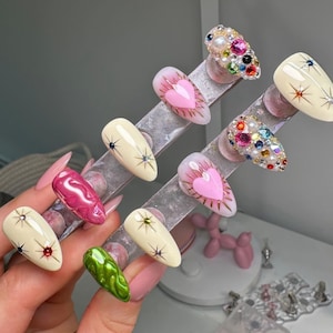 y2k glitter star Nails/ hand painted nails /custom press on nails/ hand made Press on Nails/Faux Acrylic Nails/ Gel Nails/Press on Nail