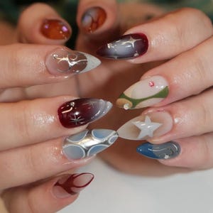Graffiti Hand Painted Press On Nails: Custom Faux Acrylic Gel Nails