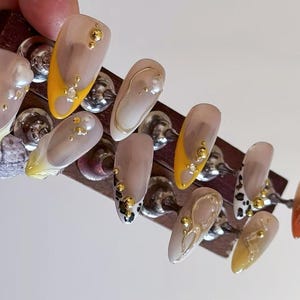 3d chrome french nails /custom press on nails/ hand made Press on Nails/Faux Acrylic Nails/ Gel Nails/Press on Nails