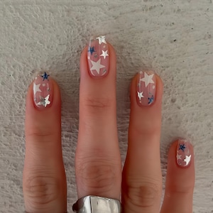 spring star nails /custom press on nails/ hand made Press on Nails/Faux Acrylic Nails/ Gel Nails/Press on Nail