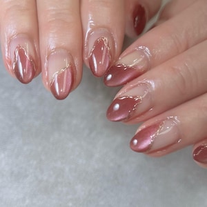 Handmade Cat Eye French Press On Nails