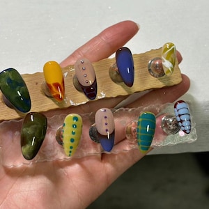 Colorful Graffiti Hand-Painted Press On Nails: Custom Faux Acrylic Gel Nails