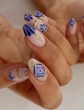Blue and white porcelain print Press On Nails: Handmade custom Nails product logo
