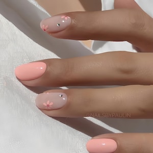 Summer Flower Press On Nails: Handmade Faux Acrylic Gel Nails