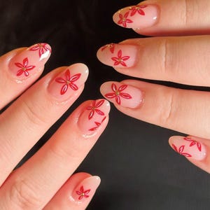 spring flower nails /custom press on nails/ hand made Press on Nails/Faux Acrylic Nails/ Gel Nails/Press on Nail