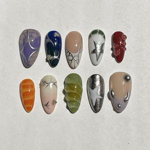 Graffiti Hand-Painted Press On Nails: Custom Faux Acrylic Gel Nails