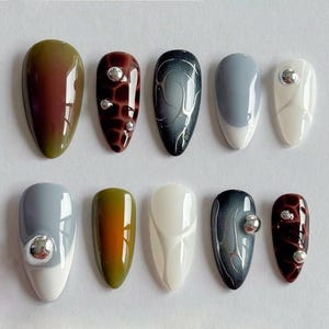 Graffiti Hand-Painted Press On Nails: Custom Faux Acrylic Gel Nails