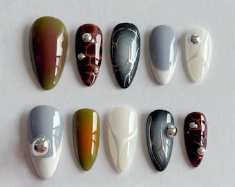 Graffiti Hand-Painted Press On Nails: Custom Faux Acrylic Gel Nails