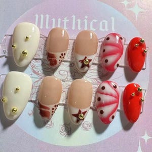 y2k freestyle nails /custom press on nails/ hand made Press on Nails/Faux Acrylic Nails/ Gel Nails/Press on Nail