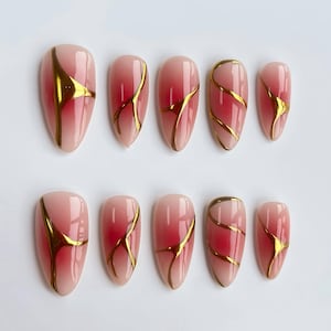 gold chrome ombre nails /custom press on nails/ hand made Press on Nails/Faux Acrylic Nails/ Gel Nails/Press on Nail