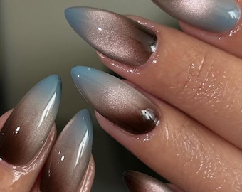 ombre color Press On Nails: Hand-Painted custom Nails