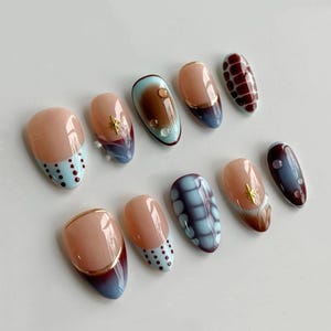 Handmade Crocodile Print Press On Nails: Faux Gel Acrylic