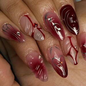 Handmade 3D Painted Press On Nails: Faux Acrylic Gel Nails
