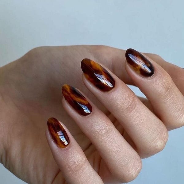 Handmade Tortoise Shell Press On Nails: hand made custom nails